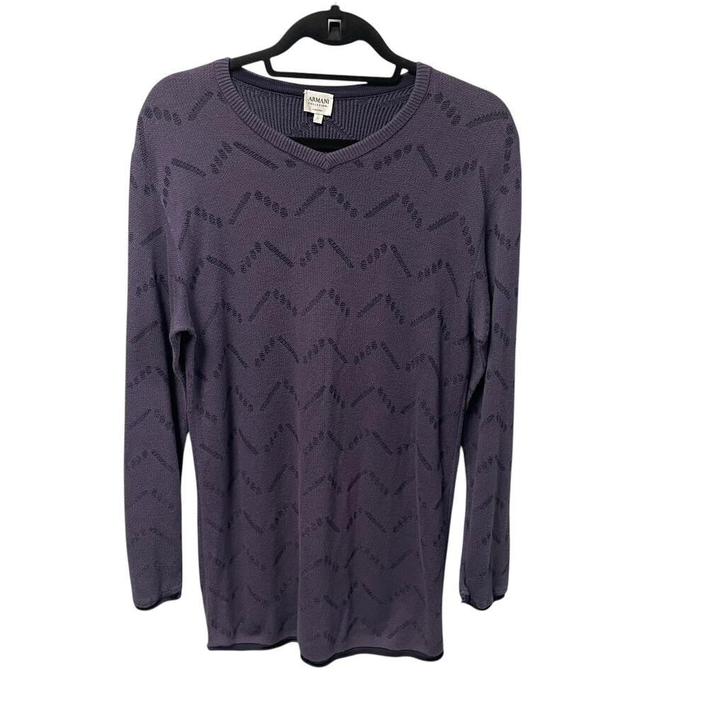 Armani Collezioni Dark Purple Chevron Knit Pullover Sweater Womens Medium